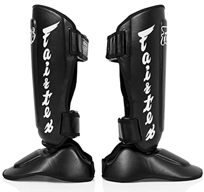 Fairtex SP7 Lightweight Shin Guards, Detachable Syntek Leather Shin Pads - color: Black, size: Small