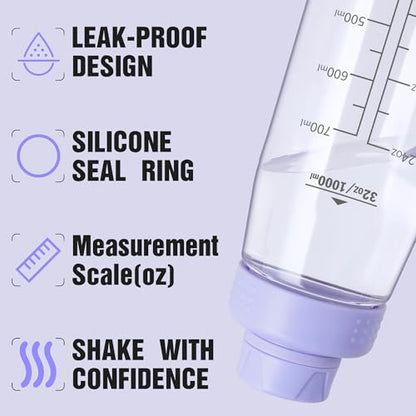 32oz Clear Water Bottle - BPA-Free Tritan Plastic, Fast Flow Spout Lid, Wide Mouth & Leakproof Design Hiking Water Bottle Suitable for Travel, Outdoors, Gym, Travel, Home, School(Light Purple) - color: Light Purple