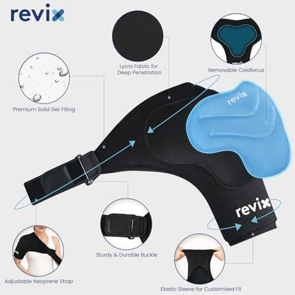 REVIX XL Shoulder Ice Pack Wrap for Rotator Cuff, with Removable Gel Pack - size: XL, style: With Removable Gel Pack