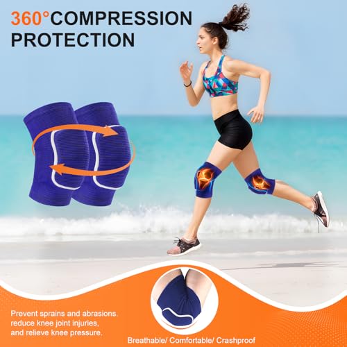 Volleyball Knee Pads for Girls Women Men Youth Kids Knees Protective - color: Blue, size: Large