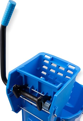 SPARTA Commercial Mop Bucket With Side Press Wringer, Floor Cleaning Essentials for Commercial and Home Use 26 Quart Capacity, 1 Count, Blue - color: Blue
