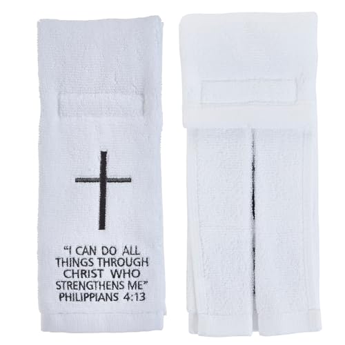 White Football Towel, Cotton Sports Quarterback QB Towels with Hook Loop Closure for Men, Youth, Boys, Adults - color: Philippians 4:13