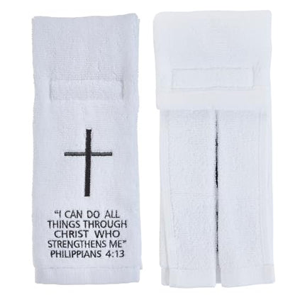 White Football Towel, Cotton Sports Quarterback QB Towels with Hook Loop Closure for Men, Youth, Boys, Adults - color: Philippians 4:13