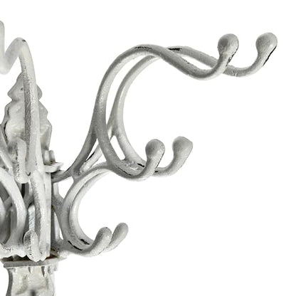 Creative Co-Op Antique Decorative Cast Iron Multi Hook Wall Hanger with 15 Hooks, Distressed White - color: White