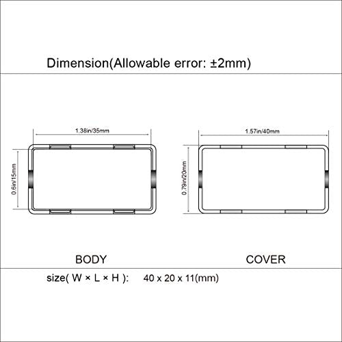 Project Box 10 Pieces ABS Plastic Electrical Project Case Small Junction Box for Electronics Black 1.6 x 0.8 x 0.4 inch (40 x 20 x 11 mm) - size: 1.6" x 0.8" x 0.4"(10pc)