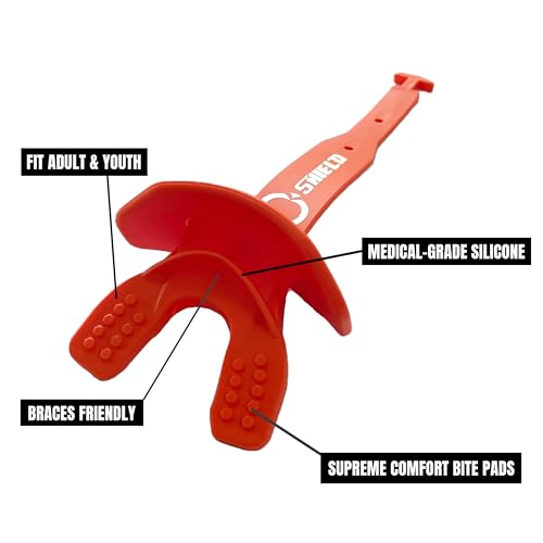 O Shield Striker Football Lip Guard with Permanent Strap - color: Orange