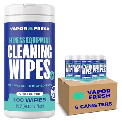 Vapor Fresh Fitness Equipment Cleaning Wipes, Unscented, 100ct, 6 Canisters - size: 100 Count (Pack of 6)