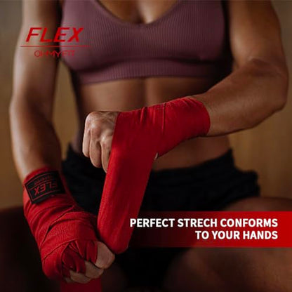 Flex Boxing Hand Wraps - 236 Inch/6M Extra Long for Premium Protection and Ultimate Performance - color: Red