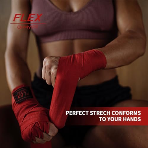Flex Boxing Hand Wraps - 236 Inch/6M Extra Long for Premium Protection and Ultimate Performance - color: Red