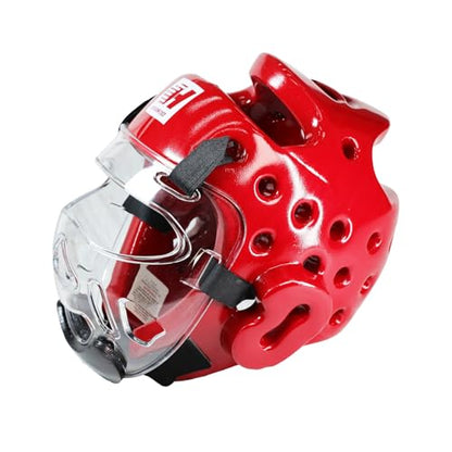 Taekwondo Headgear Karate Headgear with Removable mask for Sparring Partner Muay Thai Taekwondo Karate MMA Training Youth Adults - color: red, size: Small