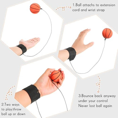 Skylety 24 Pcs Wrist Bounce Ball on String, Rubber Classic Style for Kids - style: Classic Style