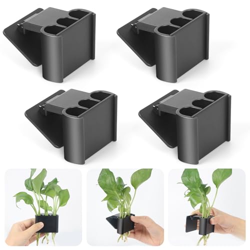 3 Holes Upgraded Aquatic Plant Cup Aquarium Plant Holder for Tank,Aquascape Accessories Decorations- Black 4 Pcs - color: Black 4 Pcs