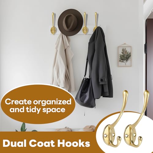 Wall Hooks for Hanging, 20-Pack Heavy Duty Metal Coat Hooks, for Living Room, Bathroom, Kitchen, Bedroom for Towel, Hat, Key, Closet, Bag (Gold) - color: 20pcs-Gold