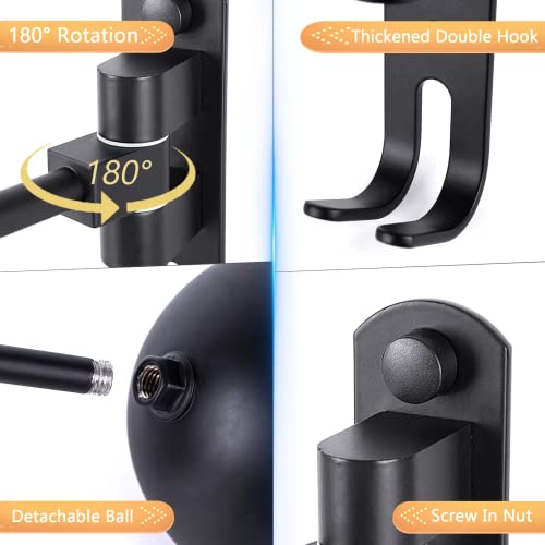 Kikerike Motorcycle Helmet Rack Wall Mount 180 Degree Rotation Metal Bike Helmet Holder Mount Bicycle Helmet Display Hanger Stand with 2 Hooks for Motorcycle Bike Baseball Rugby Helmet - Black, 3 Pcs - color: Black(3PCS)