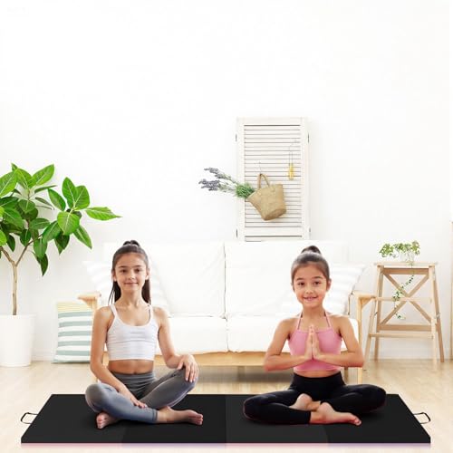 Folding Gymnastics Mat, 6x3Ft/6x2Ft Thick Portable Exercise and Tumbling Pad for Home Gym, Pilates, Aerobics and Martial Arts, 4-Panel Folding Floor Mat - size: 4-fold 6x3Ft