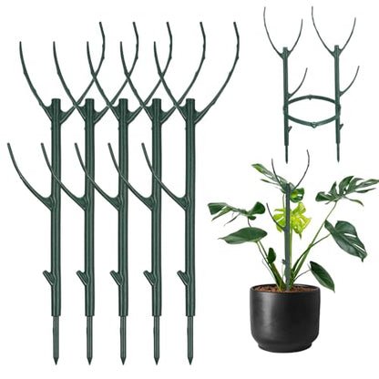 5 Pack Monstera Plants Support Stackable Plant Support Stakes Pothos Climber Supports Vine Plant Sticks Stakes with Plants Clips Ties for Indoor Outdoor Vine Orchid Perfect Moss Pole Replacement