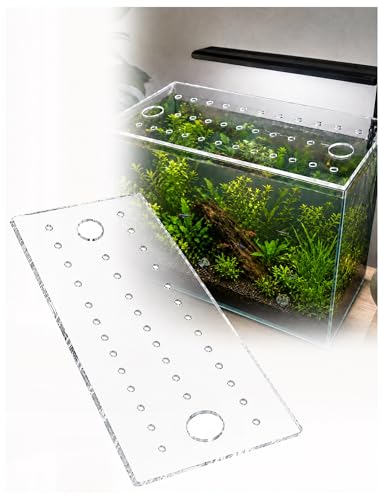 Acrylic Fish Tank Lid with 30 mm Feeding Holes and 8 mm Air Holes, Clear Aquarium Cover for Home, Retail, and Facility Tanks(3mm/31X16.5cm) - size: 3mm/31X16.5cm