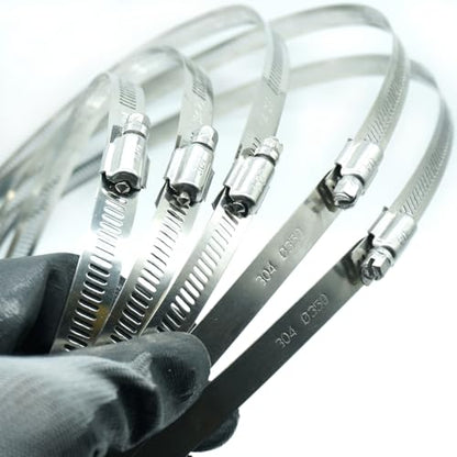 5Pcs 13.7-Inch/350mm(Diameter) Large Hose Clamps Stainless Steel | Adjustable Worm Gear, Heavy Duty Metal Band Clamp, For Securing Tube, Air Duct, Agricultural & Industrial Use - size: 13.7 Inch-5 Pcs