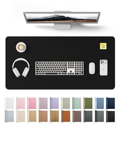 YSAGi Large Extended PU Leather Desk Pad Protector – Non-Slip Waterproof Desk Mat for Office & Home, Easy Clean Mouse Pad & Laptop Writing Blotter 35.4"x17" Black - color: Black, size: 35.4" x 17"