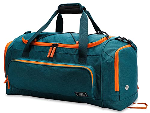 MIER Large Gym Bag for Men 60L Duffel Bag with Shoe Compartment - color: Olive Green