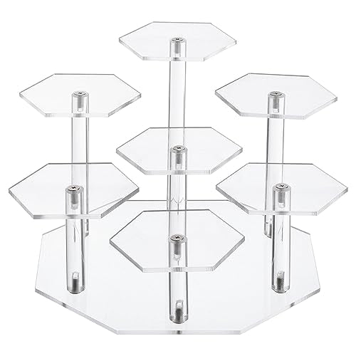 UXcell 7-Tier Acrylic Display Stand for Figures & Collectibles - Clear Acrylic Risers with Perfume Organizers