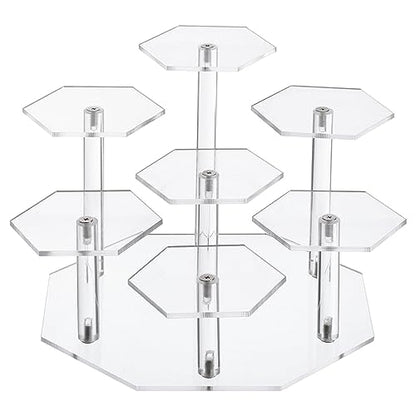 UXcell 7-Tier Acrylic Display Stand for Figures & Collectibles - Clear Acrylic Risers with Perfume Organizers