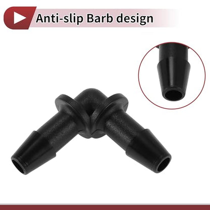 Vacuum Tubing Connector 4.8mm L-Shaped Elbow Black PP 2 Pcs