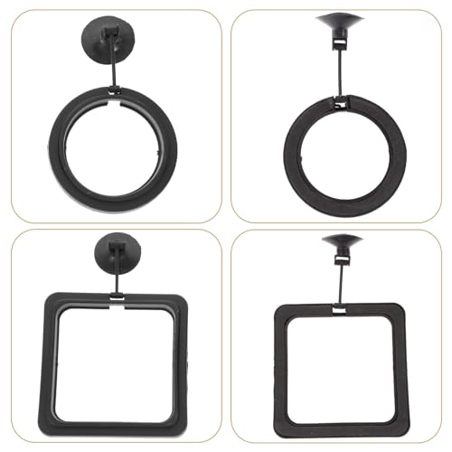 4pcs Fish Feeding Rings Floating Fish Tank Feeders Reusable Black Plastic Aquarium Accessories for Tropical and Betta Feeding