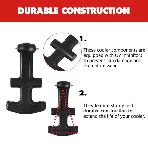 Upgraded Cooler Latches & Drain Plug Kit - Durable Rubber, Compatible with Yeti Roadie, Tundra, Tank, and RTIC - style: T-handle Latches