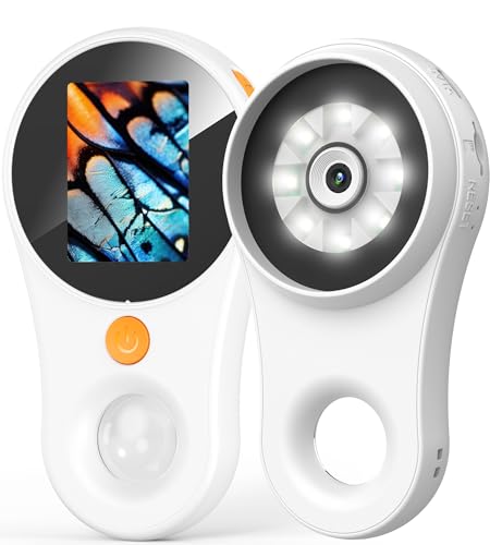 Magnifying Glass with Light Portable Handheld USB Digital Microscope Macro Camera 2.0 inch IPS Color Screen Fixed Focus, 200w Pixel, 500x Magnification, Compatible with Windows, Mac OS - color: White