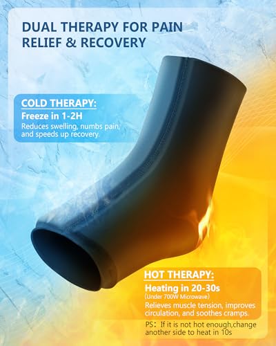 Ankle Foot Ice Pack, Expert Solid Gel Cold & Hot Therapy for Ankle Recovery | Heel Foot Ice Wrap, Stay Flexible After Frozen, 360° Foot Coverage, Easy Wear, Soft Fabric, Achilles & Plantar Relief - size: Lx1, style: Original