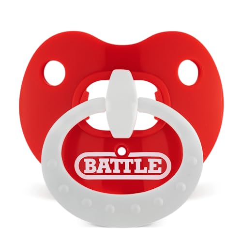 Battle Binky Oxygen Football Mouthguard | Maximum protection for safe secure fit, Built-in airflow channels, No boiling required, Advanced composite material - color: Red/White