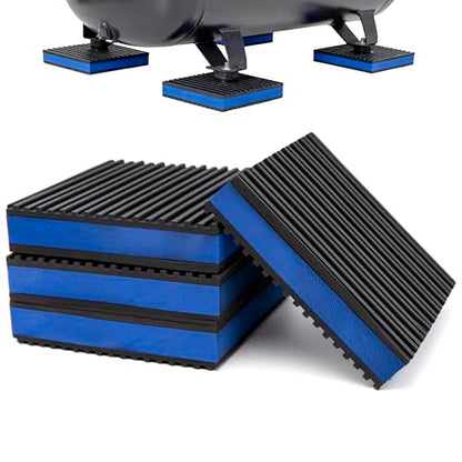 4-Pack Anti Vibration Pads, 4x4x7/8 Inch, EVA Rubber Isolation Mats, Heavy Duty Vibration Isolation Pads for Air Compressos, Conditioner, Treadmill, HVAC Washer Dryer