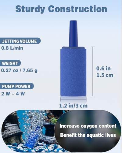 Pawfly Aquarium Air Stone 1 Inch Cylinder, Fish Tank Air Bubble Diffuser Airstone for Nano Air Pumps Small Buckets and Fish Tanks, 12 Pack
