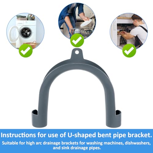 2Pack U-Shaped Washing Machine Drain Hose Holder Hook, U-Shaped Drain Clamp, U-Bend Hose Holder Hook for Laundry Tub Fits 1-1/4" Pipe Secure Holders for Laundry Room Organization