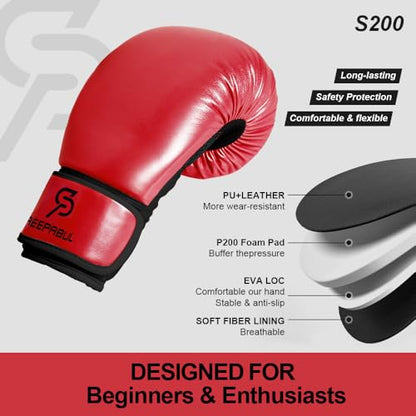 Boxing Gloves for Men & Women, Beginner Kickboxing, 8-16oz - color: Red Blood, size: 14oz