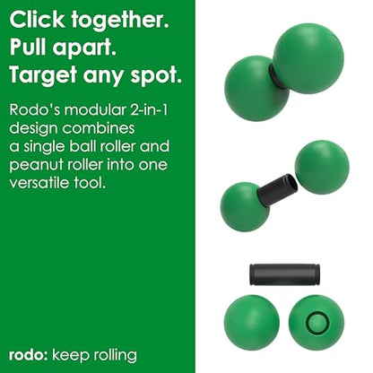 2-in-1 Medium Peanut & Lacrosse Ball Roller | Deep Tissue Massage Tool for Fascia, Plantar Fasciitis, Hips & Back | Mobility & Recovery Roller | Compact, Travel-Friendly, Pilates & Therapy Ready - color: Green