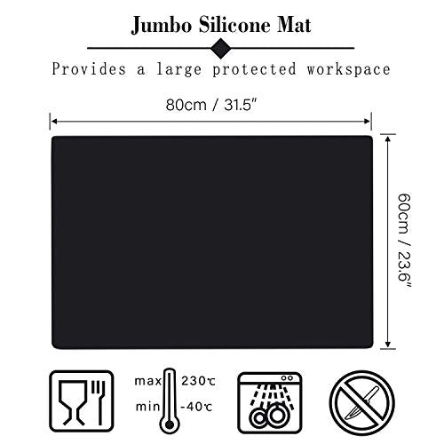Gartful Extra Large Silicone Sheet for Craft, 31.5" x 23.6" x 0.07", Heat Resistant Countertop Protector, Multipurpose Mat, Black