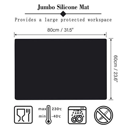 Gartful Extra Large Silicone Sheet for Craft, 31.5" x 23.6" x 0.07", Heat Resistant Countertop Protector, Multipurpose Mat, Black