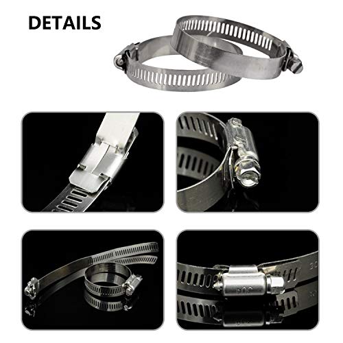 Hose Clamp, 25 Pack Stainless Steel Worm Gear fuel line hose clamps, 6-12mm (1/4-1/2 inch)