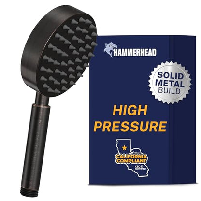 HammerHead Showers® Solid Metal Hand Held Shower Head - OIL RUBBED BRONZE - 1.75 Low Flow Shower Heads 4 Inch Spray Wand | Made from 304 Stainless Steel with Silicone Nozzles - color: Oil Rubbed Bronze, size: 1.75 GPM