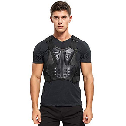 PELLOR Motorcycle Armor Vest Chest Back, Motocross Body Guard Vest Skiing Riding Skating Anti-Fall Vest Protective Gear - size: Large