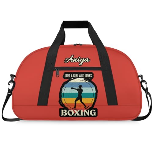 Custom Name Taekwondo Karate Duffle Bag for kids Girls - Personalized Martial Arts Gear Bag, Water-Resistant Sparring Equipment Bag, Who Loves Boxing Orange - color: Who Loves Boxing Orange