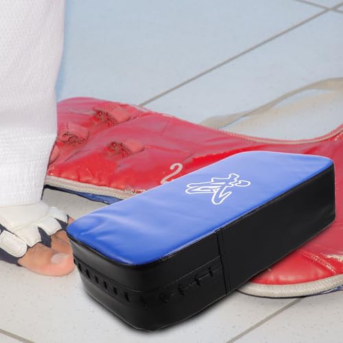 Taekwondo Kick Shield Curved Kickboxing Training Pad Thickened Pu Martial Arts Sparring Gear Blue for MMA Karate Muay Thai Leg and Thigh Striking Practice