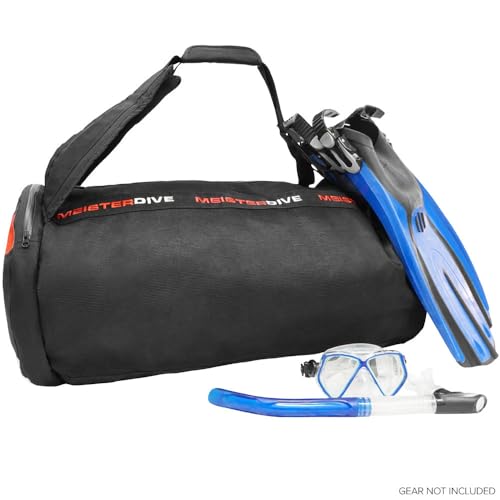 Meister Mesh Duffel Backpack Dive Bag w/Dry Pocket for Scuba & Snorkeling