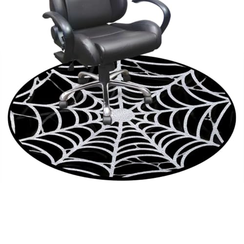 Abstract Round Office Chair Mat for Hardwood Floors, Geometric Design Pattern Decorative Chair Cushion for Office & Home,Protect The Floor from Scratches, Black White Diameter 39.4 in - color: Abstract_1401, size: Diameter 39.4 in