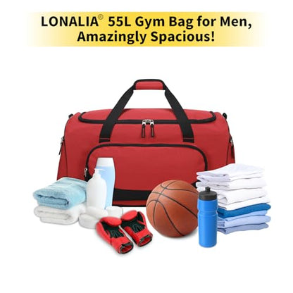 55L Large Gym Duffle Bag for Men, 22 inch, Red - color: Red, size: 55L-22 inch