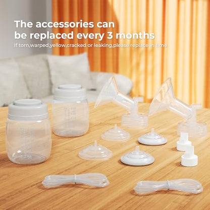 Hranio Breast Pump Parts Compatible with Spectra Replacement Pump Parts 17mm Flange, Spectra Pump Parts S1 S2 Replacements Full Set 2 Set (Full SET-17MM)