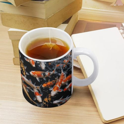Changing Magic Coffee Mug Heat Sensitive Porcelain Tea Cup Morphing Mugs Japan Fancy Carp Fishes Printed Color Changing Coffee Mug Heat Activated