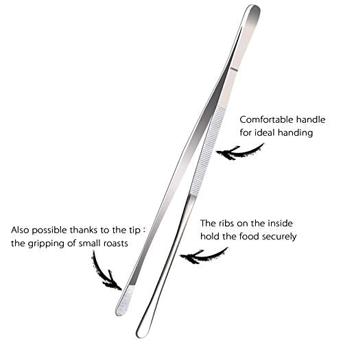 2 Pcs 12-Inch Fine Tweezer Tongs,Extra-Long Stainless Steel Tweezers Tongs